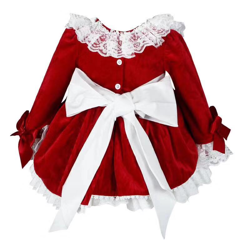 4PCS 아기 소녀 가을 겨울 봄 레드 벨벳 빈티지 스 - Baby Clothing Dresser 리뷰 및 가격